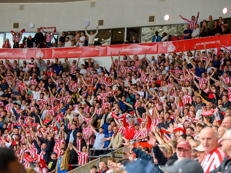 Sunderland fans in action at the Stadium of Light during the game against Fulham in the Premier League. Photo by Chris Fryatt.