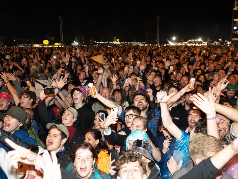 The Crowd lapping up the Kasabian performance.
