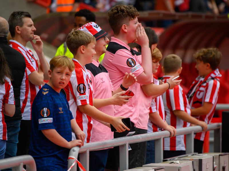 Sunderland fans in action at the Stadium of Light during the game against Fulham in the Premier League. Photo by Chris Fryatt.