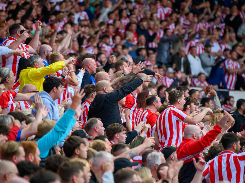 Sunderland fans in action at the Stadium of Light during the game against Fulham in the Premier League. Photo by Chris Fryatt.