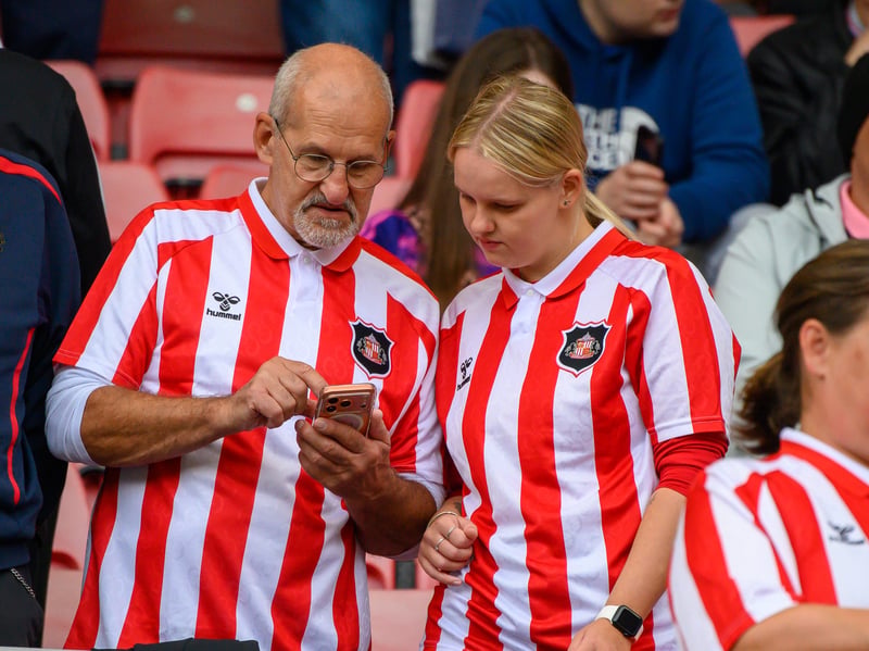 Sunderland fans in action at the Stadium of Light during the game against Fulham in the Premier League. Photo by Chris Fryatt.