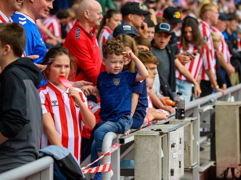 Sunderland fans in action at the Stadium of Light during the game against Fulham in the Premier League. Photo by Chris Fryatt.