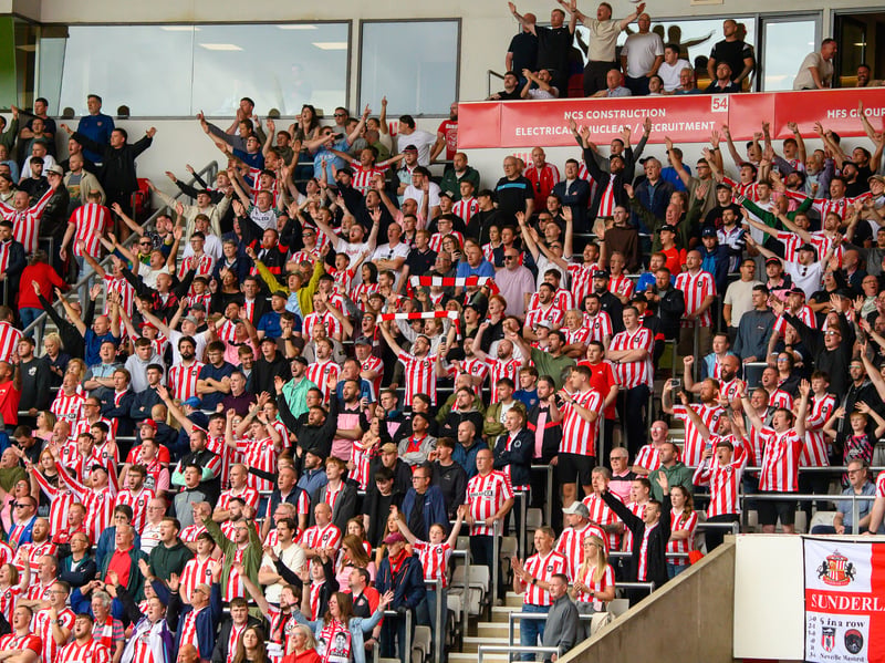 Sunderland fans in action at the Stadium of Light during the game against Fulham in the Premier League. Photo by Chris Fryatt.