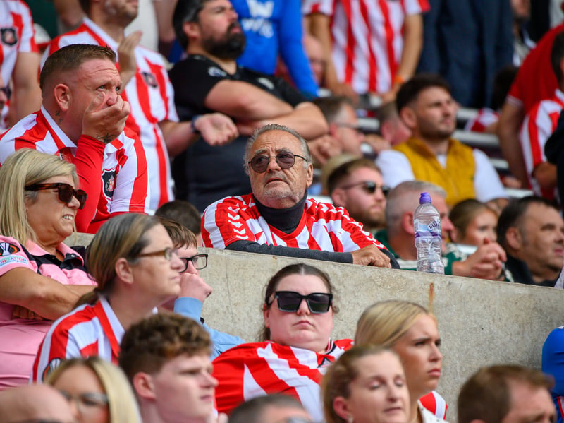 Sunderland fans in action at the Stadium of Light during the game against Fulham in the Premier League. Photo by Chris Fryatt.