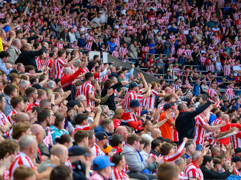 Sunderland fans in action at the Stadium of Light during the game against Fulham in the Premier League. Photo by Chris Fryatt.