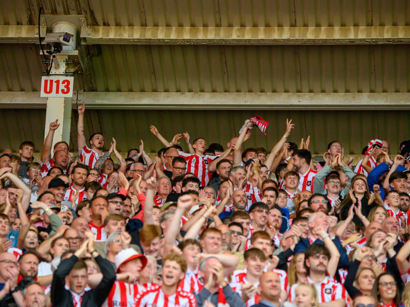 Sunderland fans in action at the Stadium of Light during the game against Fulham in the Premier League. Photo by Chris Fryatt.