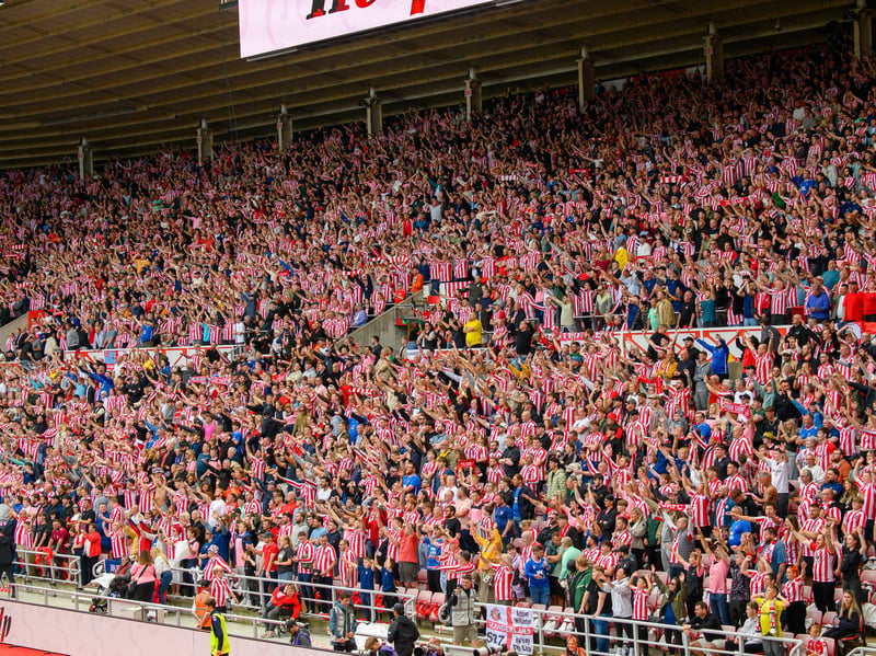 Sunderland fans in action at the Stadium of Light during the game against Fulham in the Premier League. Photo by Chris Fryatt.