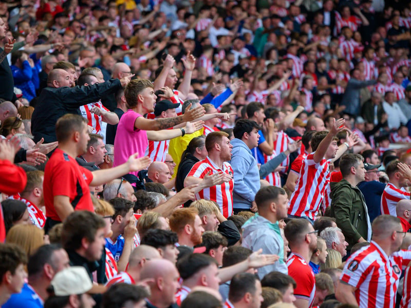 Sunderland fans in action at the Stadium of Light during the game against Fulham in the Premier League. Photo by Chris Fryatt.