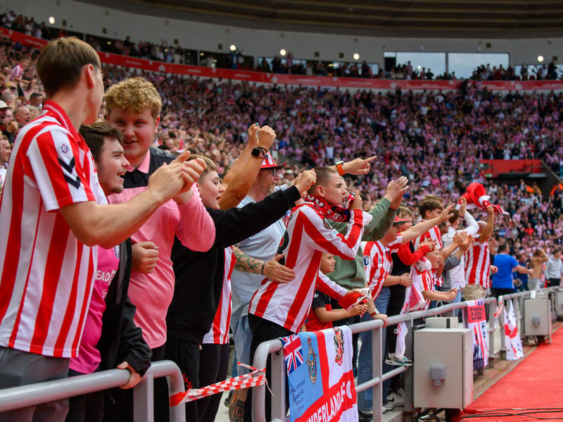 Sunderland fans in action at the Stadium of Light during the game against Fulham in the Premier League. Photo by Chris Fryatt.