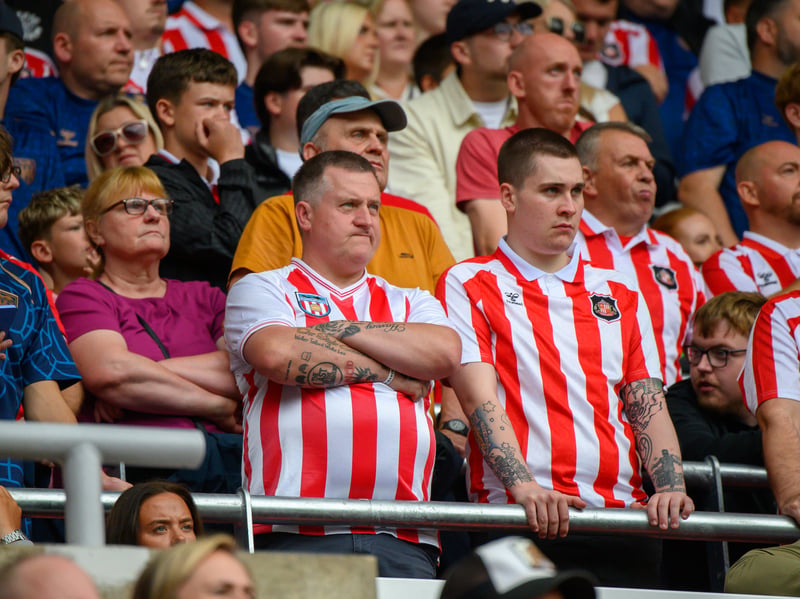 Sunderland fans in action at the Stadium of Light during the game against Fulham in the Premier League. Photo by Chris Fryatt.