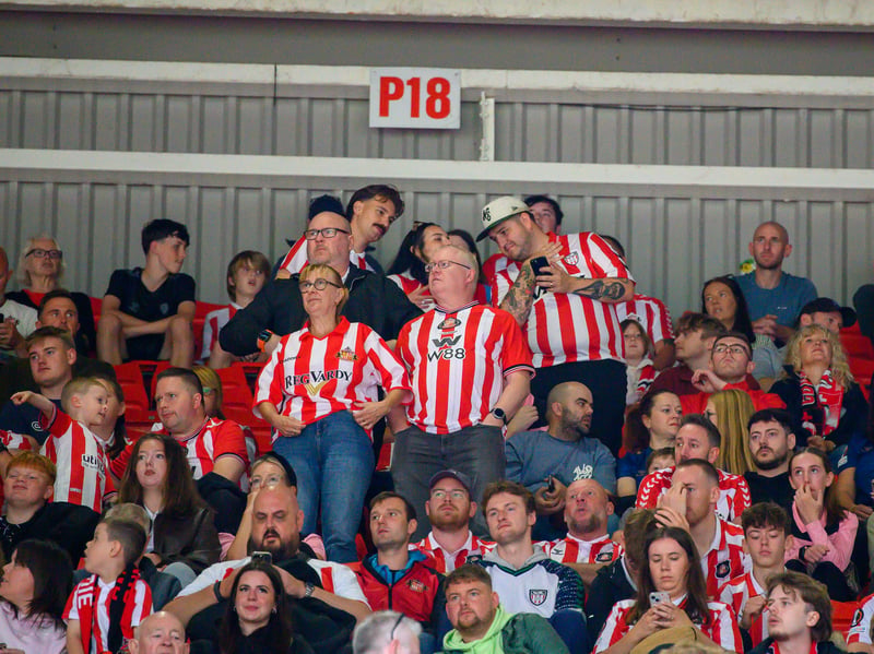 Sunderland fans in action at the Stadium of Light during the game against Fulham in the Premier League. Photo by Chris Fryatt.