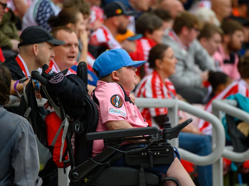 Sunderland fans in action at the Stadium of Light during the game against Fulham in the Premier League. Photo by Chris Fryatt.