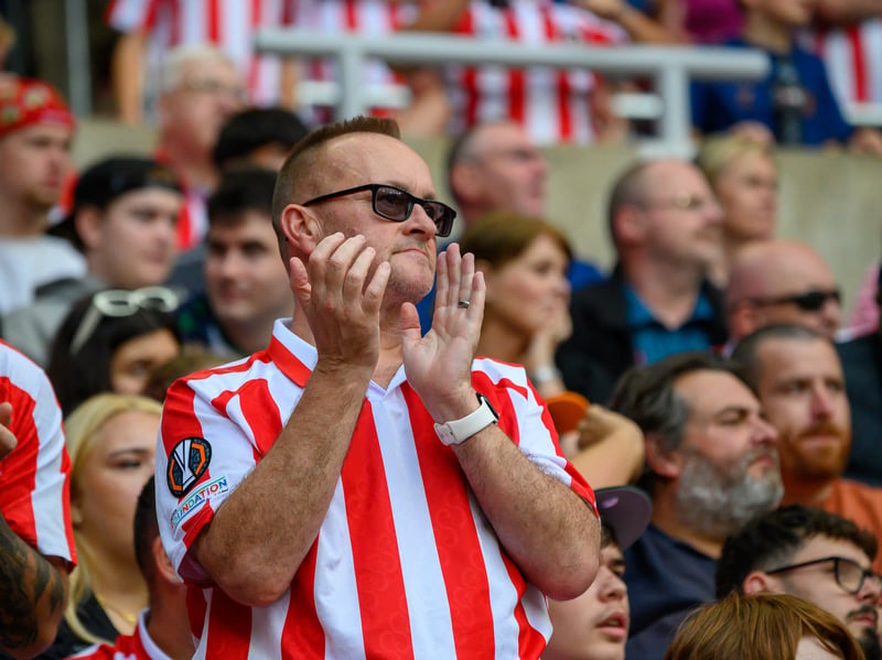 Sunderland fans in action at the Stadium of Light during the game against Fulham in the Premier League. Photo by Chris Fryatt.