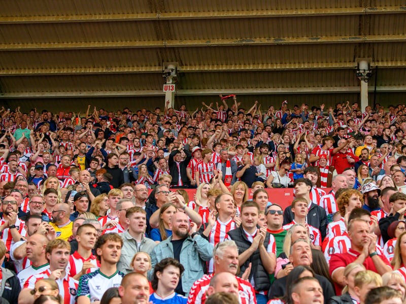 Sunderland fans in action at the Stadium of Light during the game against Fulham in the Premier League. Photo by Chris Fryatt.