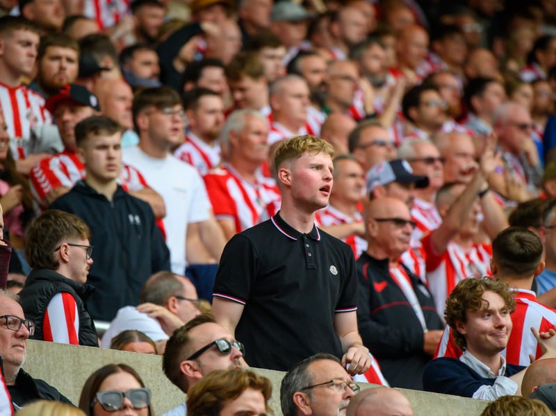 Sunderland fans in action at the Stadium of Light during the game against Fulham in the Premier League. Photo by Chris Fryatt.