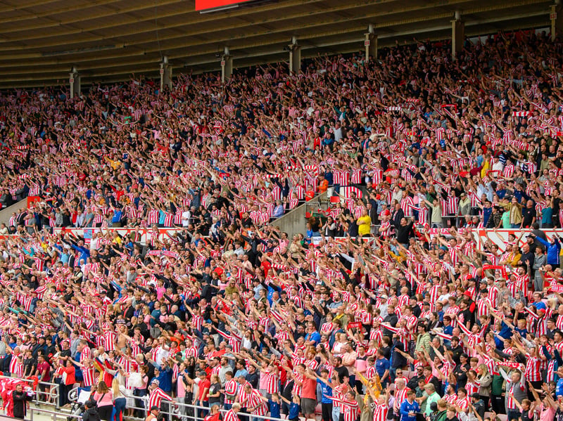 Sunderland fans in action at the Stadium of Light during the game against Fulham in the Premier League. Photo by Chris Fryatt.