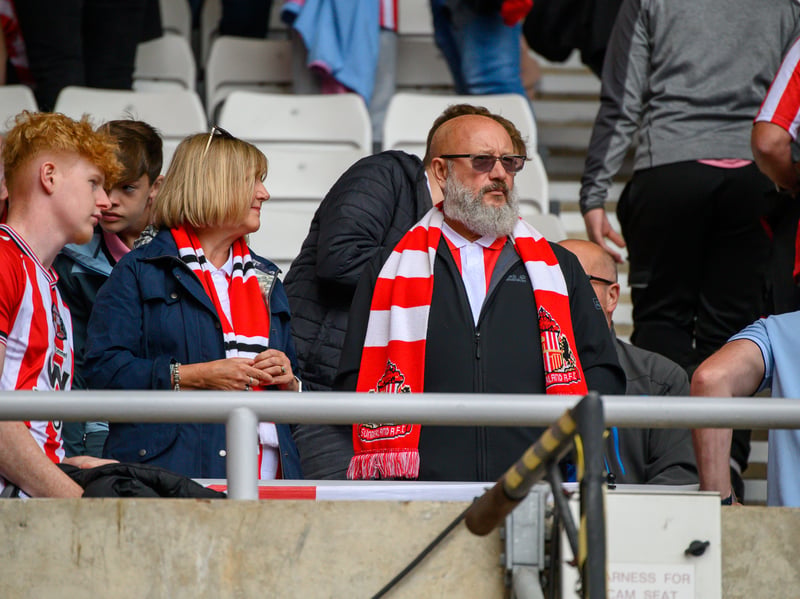 Sunderland fans in action at the Stadium of Light during the game against Fulham in the Premier League. Photo by Chris Fryatt.