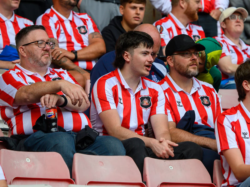 Sunderland fans in action at the Stadium of Light during the game against Fulham in the Premier League. Photo by Chris Fryatt.