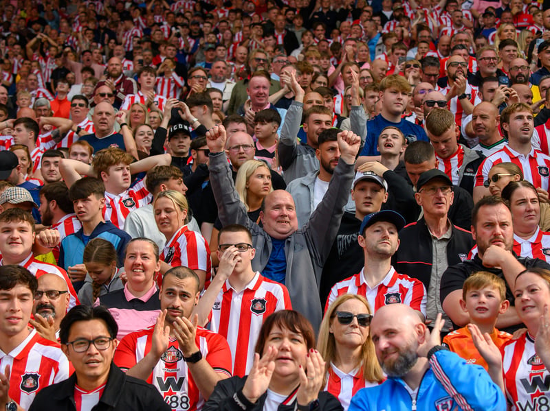 Sunderland fans in action at the Stadium of Light during the game against Fulham in the Premier League. Photo by Chris Fryatt.
