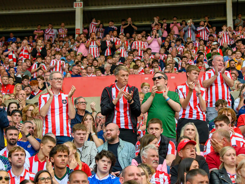 Sunderland fans in action at the Stadium of Light during the game against Fulham in the Premier League. Photo by Chris Fryatt.