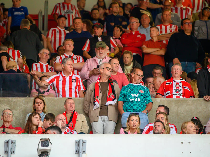 Sunderland fans in action at the Stadium of Light during the game against Fulham in the Premier League. Photo by Chris Fryatt.