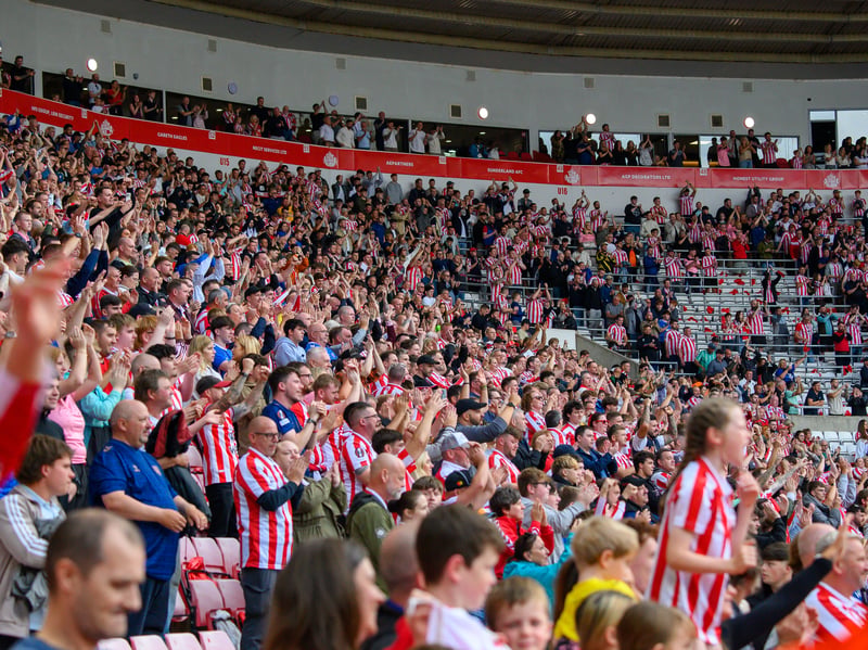 Sunderland fans in action at the Stadium of Light during the game against Fulham in the Premier League. Photo by Chris Fryatt.
