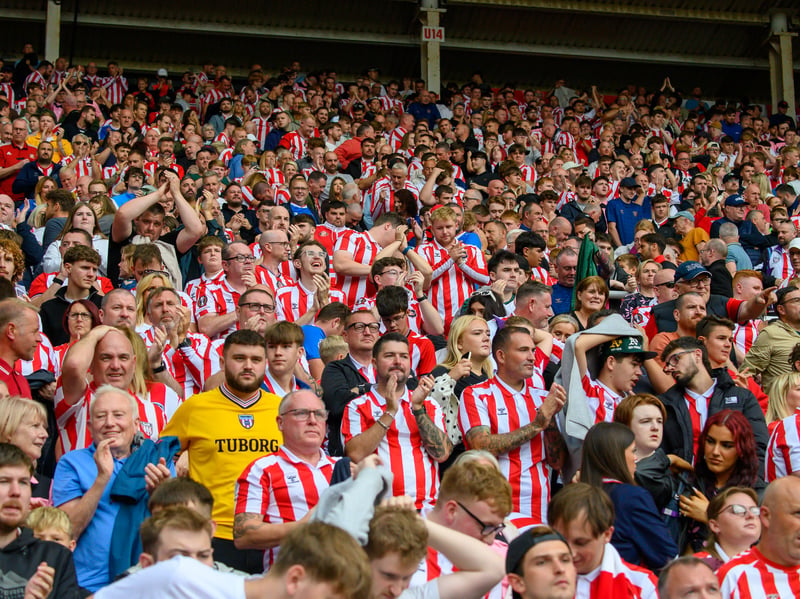 Sunderland fans in action at the Stadium of Light during the game against Fulham in the Premier League. Photo by Chris Fryatt.