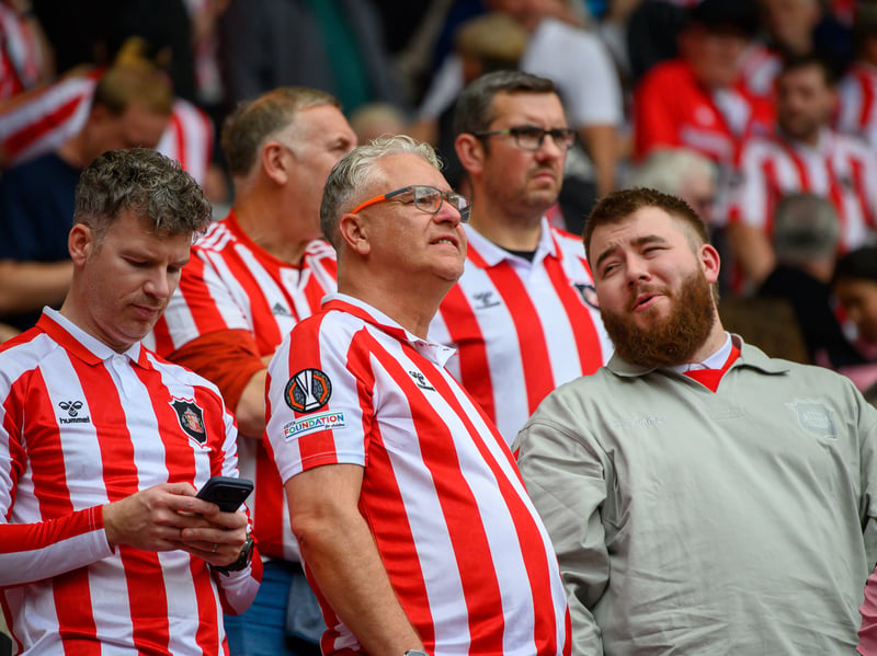 Sunderland fans in action at the Stadium of Light during the game against Fulham in the Premier League. Photo by Chris Fryatt.