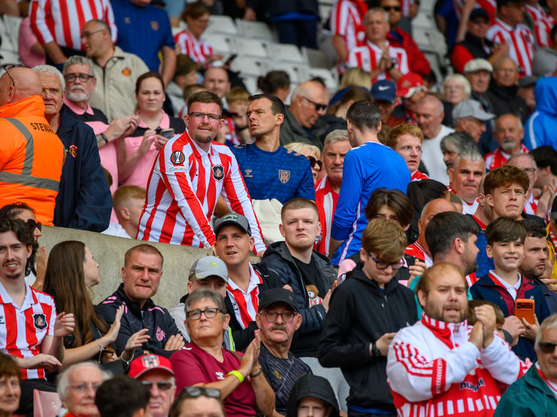 Sunderland fans in action at the Stadium of Light during the game against Fulham in the Premier League. Photo by Chris Fryatt.