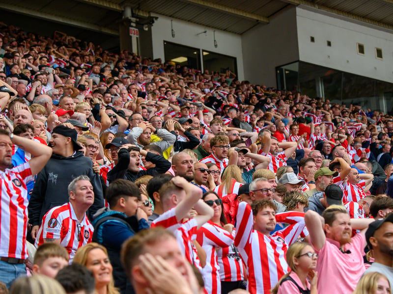 Sunderland fans in action at the Stadium of Light during the game against Fulham in the Premier League. Photo by Chris Fryatt.