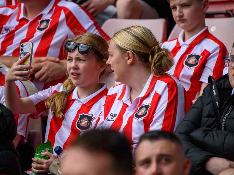 Sunderland fans in action at the Stadium of Light during the game against Fulham in the Premier League. Photo by Chris Fryatt.