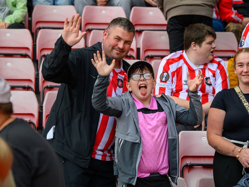 Sunderland fans in action at the Stadium of Light during the game against Fulham in the Premier League. Photo by Chris Fryatt.