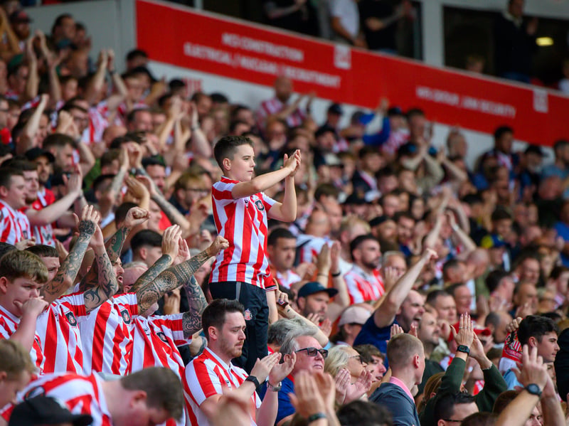 Sunderland fans in action at the Stadium of Light during the game against Fulham in the Premier League. Photo by Chris Fryatt.