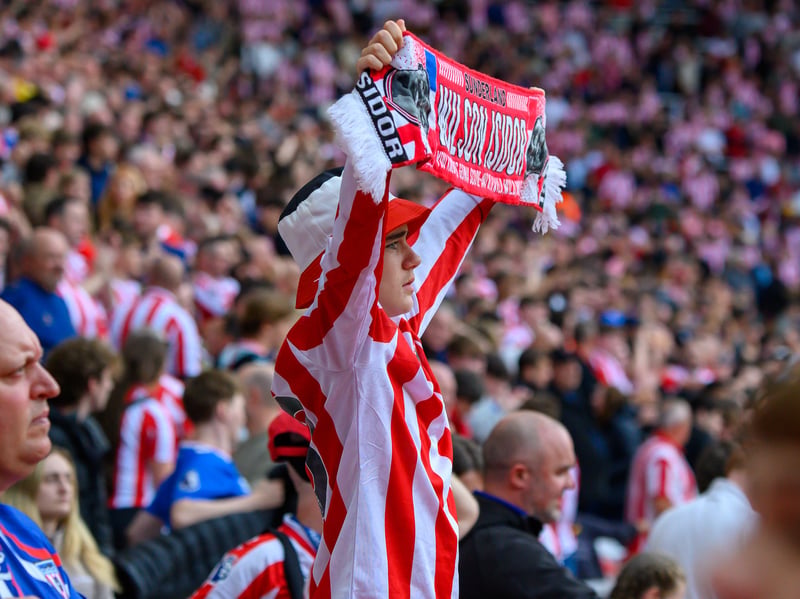 Sunderland fans in action at the Stadium of Light during the game against Fulham in the Premier League. Photo by Chris Fryatt.
