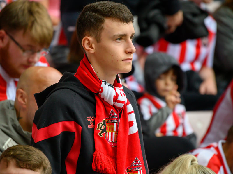 Sunderland fans in action at the Stadium of Light during the game against Fulham in the Premier League. Photo by Chris Fryatt.
