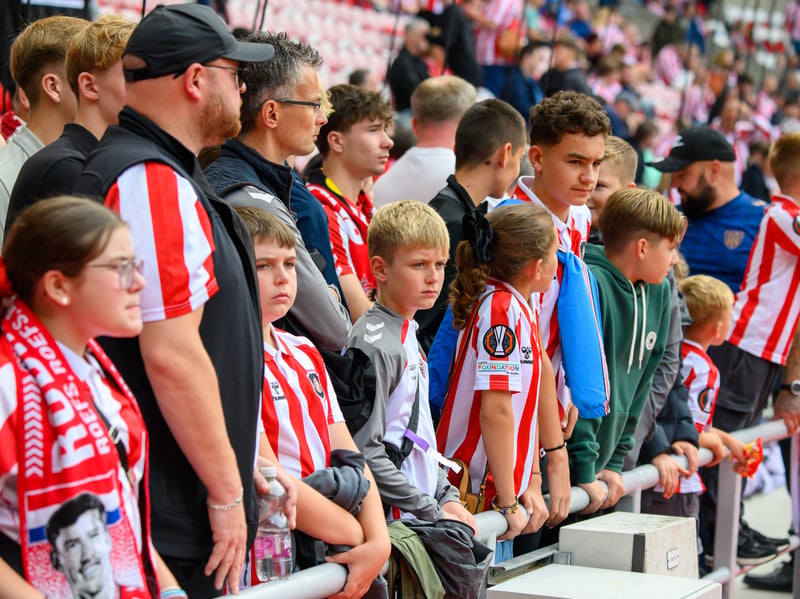 Sunderland fans in action at the Stadium of Light during the game against Fulham in the Premier League. Photo by Chris Fryatt.