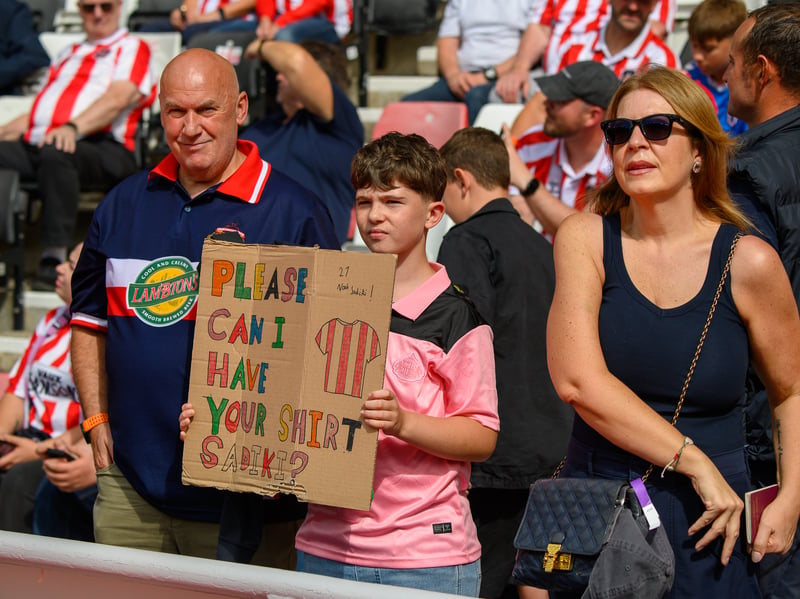 Sunderland fans in action at the Stadium of Light during the game against Fulham in the Premier League. Photo by Chris Fryatt.