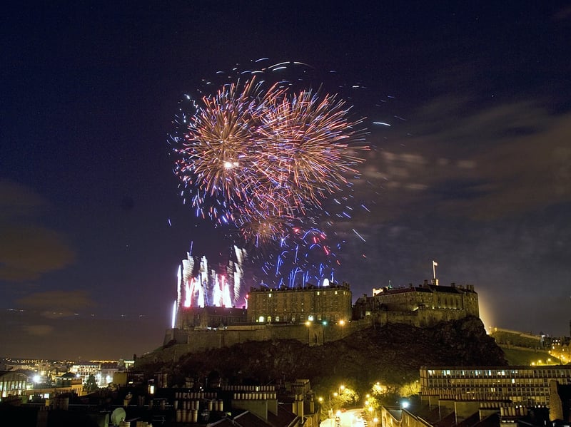 A view of the fireworks over Edinburgh Castle from the Point Hotel, Bread Street, in 2007.