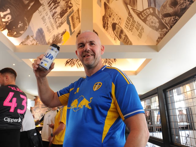 Leeds United v Brentford Premier League sun 30-08-2026 pic Steve RidingEddie Webster has a beer in the Kaiser Lounge at The Peacock