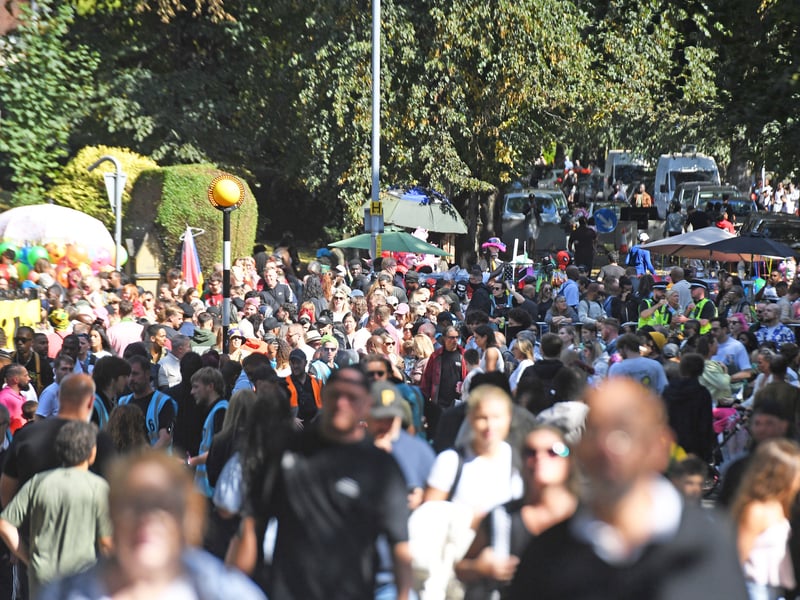 Crowds flock to Potternewton Park.