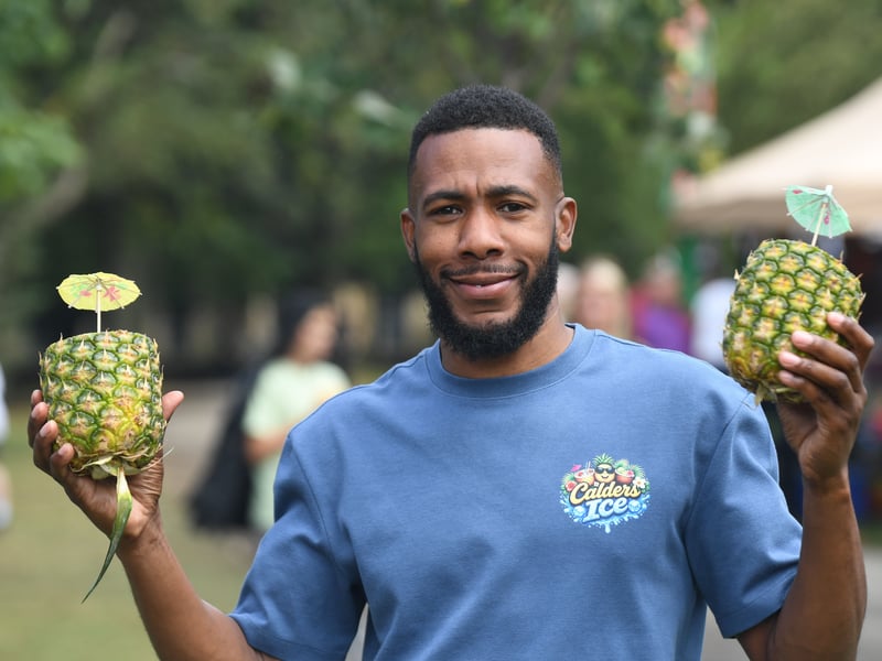 Andre with his Caribbean pineapple iced cocktails.