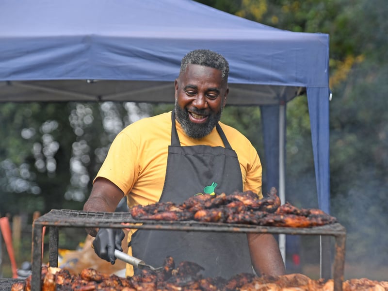 Jerk chicken on the barbecue.