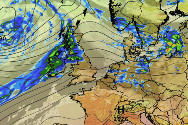 Map showing weather for the week for Ireland