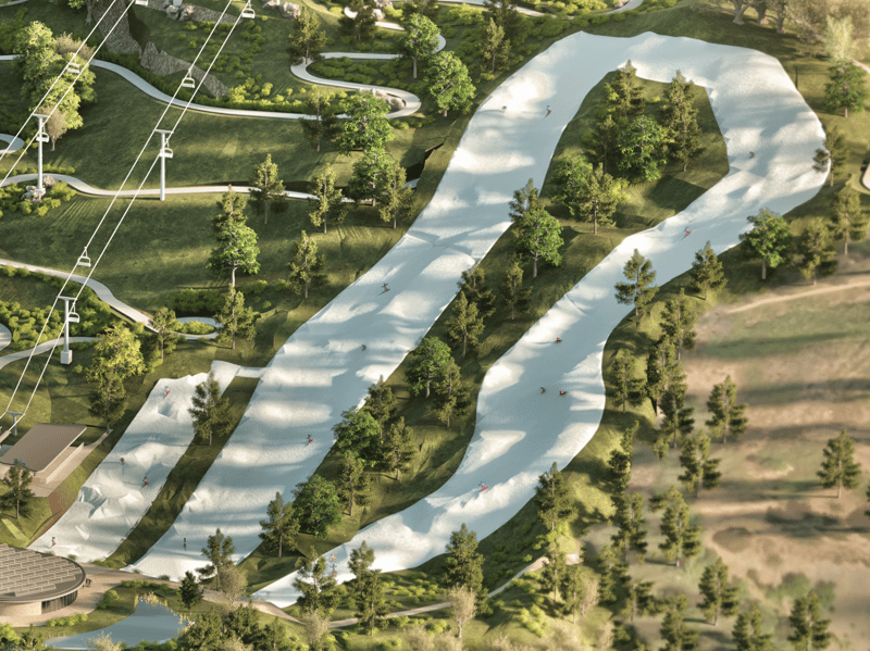 One ambition is for the Sheffield Ski Village to live again. A ski slop is visible in the CGI images. However, this would not be in the first phase of development.