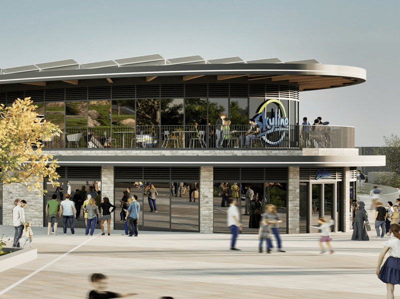 Seating at the main building in the central plaza points to where the cafe would most likely be placed.