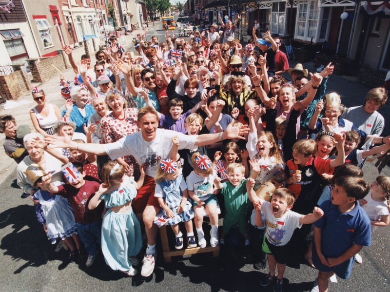 Pompey legend Alan Knight at a street party at Meyrick Road, Bedhampton in May 1995 celebrating 50 years since VE Day 