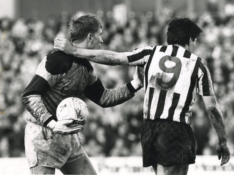 Mick Quinn with Alan Knight in February in 1990  PP1617