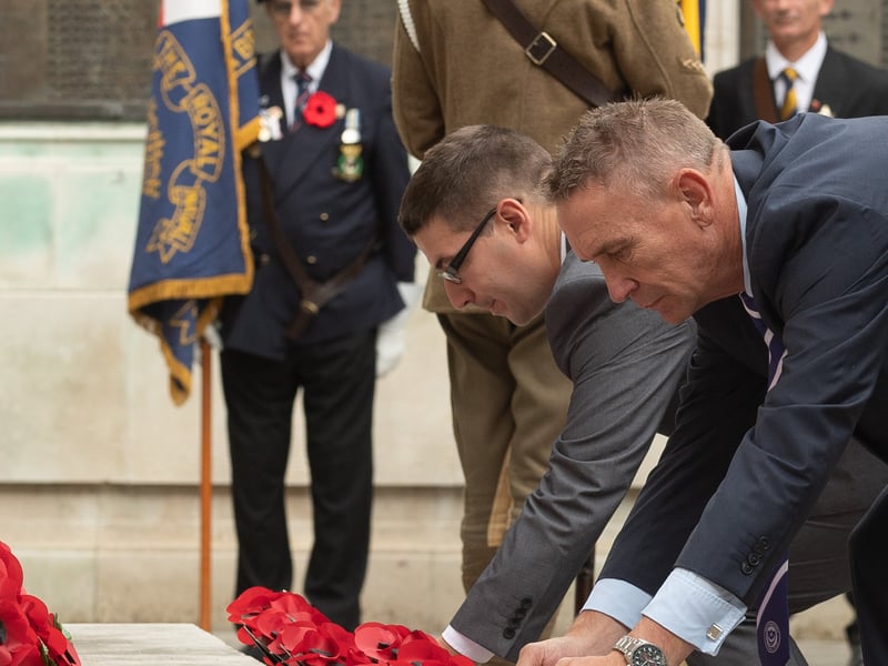 Alan Knight lays a wreath on Remembrance Sunday in Portsmouth
Picture: Keith Woodland