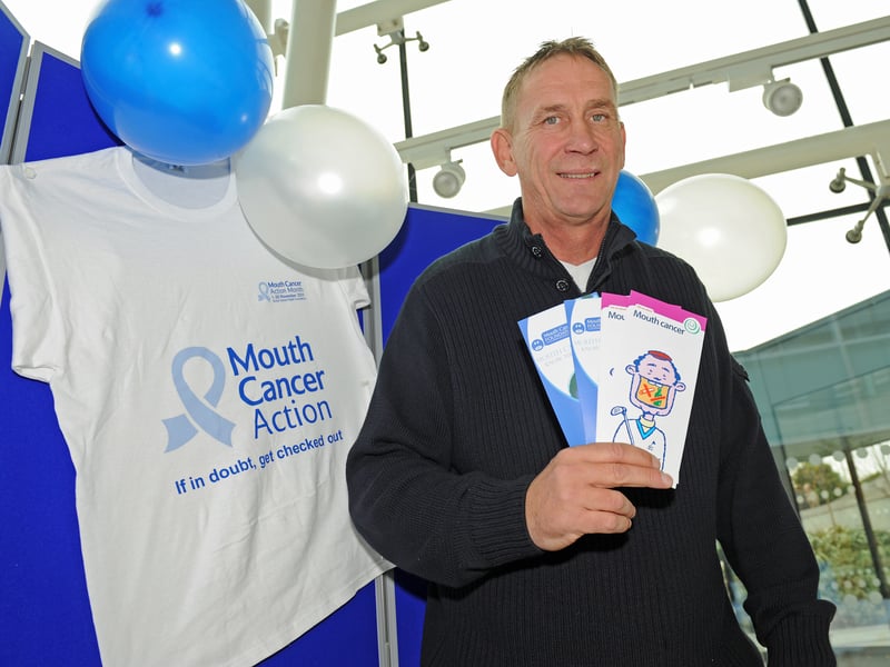 Alan Knight supporting Mouth Cancer awareness month. Alan was at Queen Alexandra Hospital on Wednesday 16th November 2011 to have a mouth check.
Picture: Sarah Standing (114083-169)