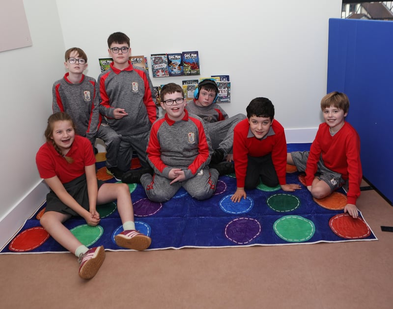 Chloe, John, Caleb, Kevin, Shea, James and Luke enjoying their new classroom